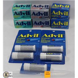 LARGE BAG OF ASSORTED ADVIL PRODUCTS.