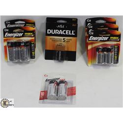 BAG OF ENERGIZER & DURACELL 9V1, C2 & D2 BATTERIES