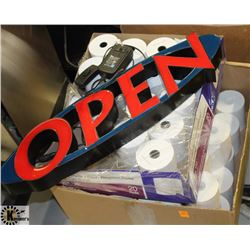 2 BOXES OF RECIEPT PAPER. STAPLES- 3"X 155'. BIG