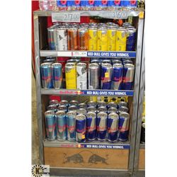 RED BULL BRANDED WOOD & METAL 4 TIER DISPLAY STAND