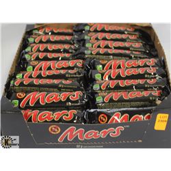 OPEN BOX OF MARS CHOCOLATE BARS.