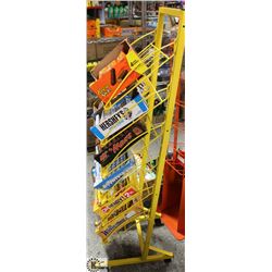 YELLOW 6 TIER ROLLING DISPLAY RACK.