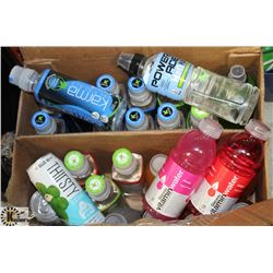 LARGE BOX OF ASSORTED HEALTH BEVERAGES. KARMA