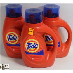 3 TIDE 24 LOAD BOTTLES OF LAUNDRY DETERGENT.