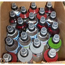 BOX OF 21 ASSORTED FLAVORED POWERADE BEVERAGES.