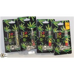 BUNDLE OF 4 GREEN/ YELLOW/ RED & BOB MARLEY METAL PIPES.