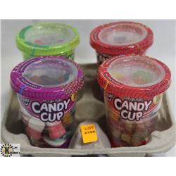 4PK OF ASSORTED SMALL CANDY CUPS IN TRAY.