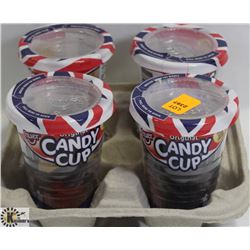 4PK OF ASSORTED SMALL CANDY CUPS IN TRAY.