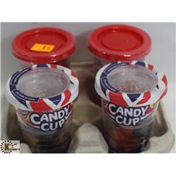 4PK OF ASSORTED SMALL CANDY CUPS IN TRAY.