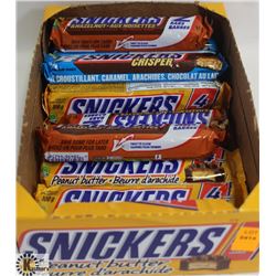 OPENED BOX OF ASSORTED FLAVORED SNICKERS