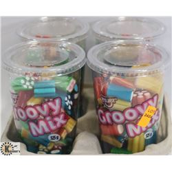 4PK OF HUER ASSORTED LARGE CANDY CUPS.