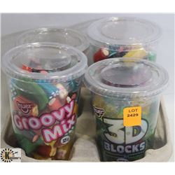 4PK OF HUER ASSORTED LARGE/ SMALL CANDY CUPS.