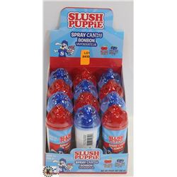 FULL TRAY OF SLUSH PUPPY SPRAY CANDY.