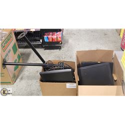 2 BOXES OF MONITORS. 2 POLE MOUNTED/ 2 COUNTER TOP