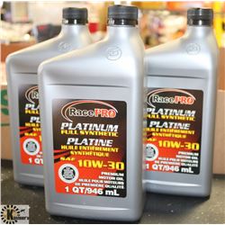 3- RACEPRO 1QT JUGS OF 10W-30 PLATINUM FULL