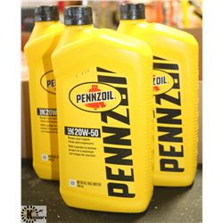 3- PENNZOIL 946ML JUGS OF 20W-50 MOTOR OIL.