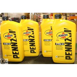 4- PENNZOIL 946ML JUGS OF 10W-40 MOTOR OIL.