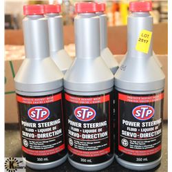 6- STP 350ML BOTTLES OF POWER STEERING FLUID.