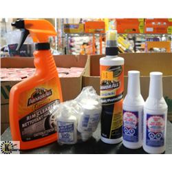 ASSORTED SHELF OF AUTOMOTIVE CLEANERS, DE ICERS &