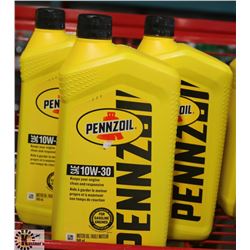 3- PENNZOIL 946ML JUG OF 10W-30 MOTOR OIL.
