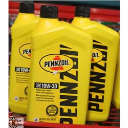3- PENNZOIL 946ML JUG OF 10W-30 MOTOR OIL.