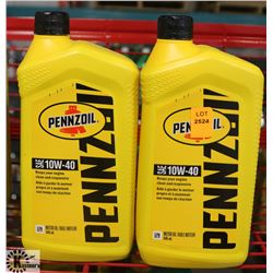 2- PENNZOIL 946ML JUG OF 10W-40 MOTOR OIL.