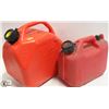 Image 1 : 2 USED RED JERRY CANS. 1 LRG & 1 SMALL.