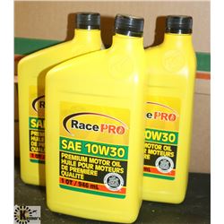 3- 1QT JUGS OF RACE PRO 10W-30 PREMIUM MOTOR OIL.