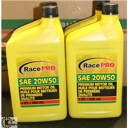 4- 1QT JUGS OF RACE PRO 20W-50 PREMIUM MOTOR OIL.