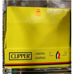 12 PK OF CLIPPER 140G CANS OF BUTANE GAS REFILLS.