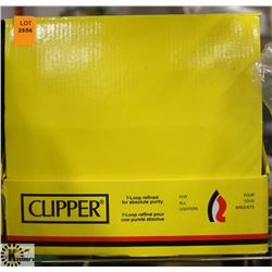 12 PK OF CLIPPER 140G CANS OF BUTANE GAS REFILLS.