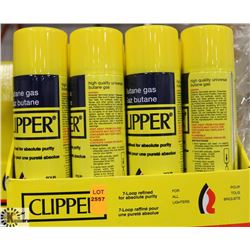 12 PK OF CLIPPER 140G CANS OF BUTANE GAS REFILLS.