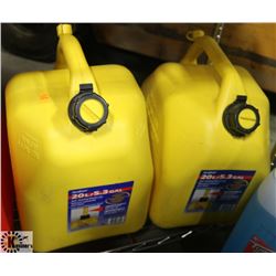 2- YELLOW 20LTR SELF VENTING DIESEL FUEL CAN