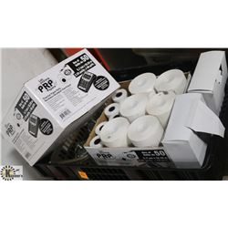 BLACK CRATE  FULL OF ASSORTED RECIEPT PAPER,