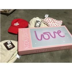 LITTLE LOVELY NEON LIGHTS "LOVE"  - PINK - SIGN & 4 ASSTD CHILDS HATS - F