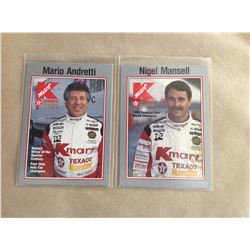 Lot of 2 Kmart Texaco Havoline Racing Cards #6 Mario Andretti & # 5 Nigel Mansell