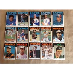 Lot of 15 - 1986 Topps Chewing Gum Baseball Cards