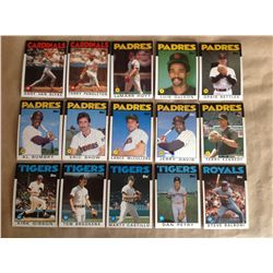 Lot of 15 - 1986 Topps Chewing Gum Baseball Cards