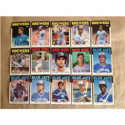 Lot of 15 - 1986 Topps Chewing Gum Baseball Cards