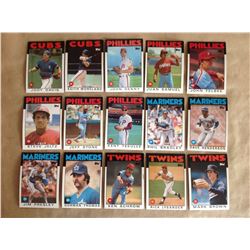 Lot of 15 - 1986 Topps Chewing Gum Baseball Cards