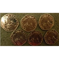 BRITISH: (X6 COINS)  BENJAMIN BUNNY 2017 COINS.