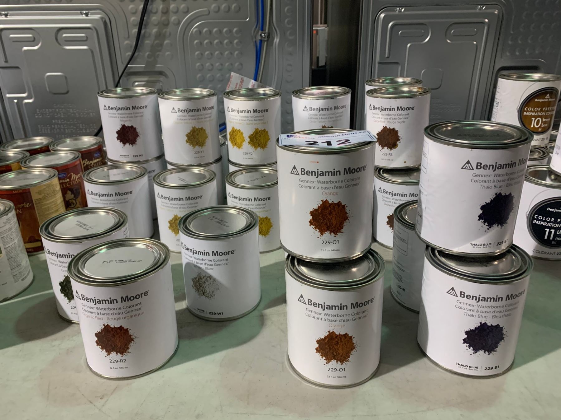 30 MEDIUM CANS ASSORTED BENJAMIN MOORE GENNEX WATERBORNE COLORANT