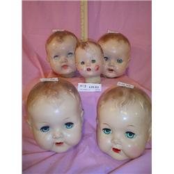 5 Boy Doll Heads 2 Large Heads 28 