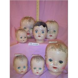 7 Boy Doll Heads Hard plastic Sayco 