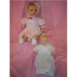 2 Dolls Cloth Stuffed w Compo. Heads