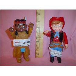 Louis Marx Cowboy Indian Wind Up Dolls