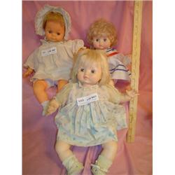 3 Dolls: Vinyl w/Cloth Stuffed Trunks. 