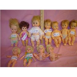 Tray of 11 Dolls. Vinyl/Plastic. Mostly