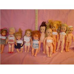 Tray of 10 Dolls: Vinyl/Plastic. Some m
