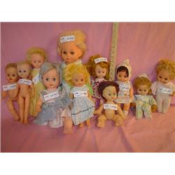 Tray of 11 Dolls. Plastic/Vinyl/Soft Fo